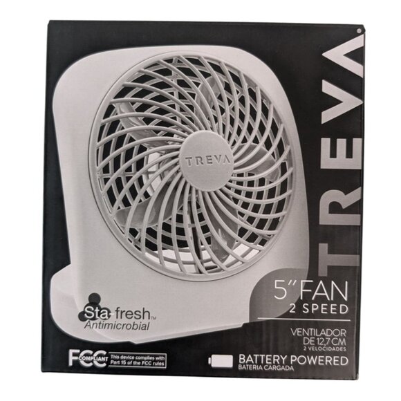 Treva 5" 2-Speed Portable Battery-Powered Fan With Adjustable Tilt & Sta-Fresh A - Picture 1 of 8